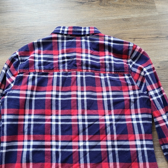 Per Se Button Down Shirt Women Small Red Plaid Long Sleeve Collared Blouse Soft - Picture 8 of 9